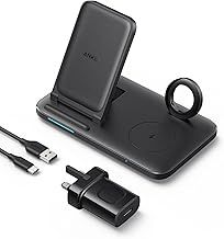 Anker 335 Wireless Charger, 3 in 1 Wireless Charging Station with Adapter, For iPhone 16/15/14/13/12 Series, AirPods Pro, Apple Watch Series 1-6 (Works with Original 1m/3.3ft USB-A Cable)