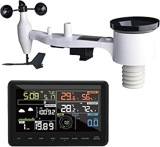 ECOWITT WS2910 Weather Stations, Wireless Outdoor Solar Powered 7 in 1 Weather Station Sensor, WiFi Indoor Color LCD Display, Weather Alerts for Home Garden Farm 868 MHZ
