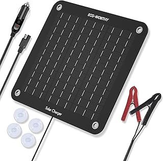 ECO-WORTHY 10W Solar Car Battery Charger Maintainer 12V Waterproof Solar Panel Portable Solar Trickle Charger for Car Boat Lawn Mower RV Trailer Tractor ATV Utility Vehicle Battery