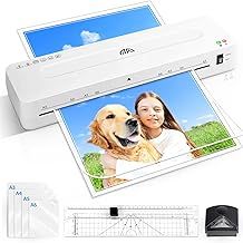 A3 Laminator Machine with 10 Pouches for A3-A6, 70s Fast Warm-up, 5-in-1 Cold & Thermal Laminator with Trimmer & Corner Rounder for Home & School