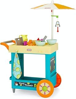 Little Tikes 2-In-1 Lemonade and Ice Cream Stand - Interactive Playset for Kids - With 25 Accessories & Chalkboard - Pushable Cart with Built-In Storage