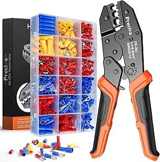 Insulated Crimping Tools, Preciva 0.5-1.5/1.5-2.5/4-6mm²(A.W.G. 20-10) Crimping Tool, with 370pcs terminals. Suits Electrical Wiring Repair, Car, Van, Motorbike etc