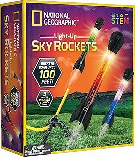 National Geographic Air Rocket Toy - LED Rocket Launcher for Kids, Jump & Launch Light Up, Air Powered Rockets up to 30.5 Meters, Garden Toys, Outdoor Games