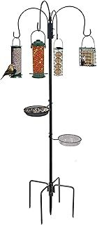 Crystals Garden Wild Bird Feeder Feeding Station with Water Bath Table, Seed Tray, Hanging Feeders + Feeding Station Stabiliser Ground Spikes Stand (3 Pole Station + Stabilizer)