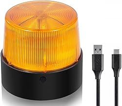 LE Sircut LE228 (MINI) Size USB Rechargeable Emergency Flashing Lights Selectable Rotation Warning Light Wireless LED Strobe Beacon Blue Lights with Magnetic Base for Car Vehicle Truck (Amber)
