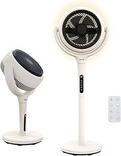 Lume Remote Control Fan with LED Backlight & Timer, Ultra Quiet 3D Oscillating Air Circulator, Converts from Pedestal Fan to Desk, 3 Modes, 12 Speeds, 1.5m Cable