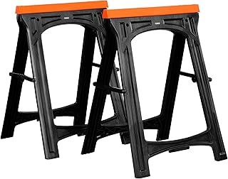 VonHaus Folding Saw Horse Twin Pack, Trestle Table Legs with Rubber Inserts Support Bars Pack Huge 150kg Max Load - Cutting Stands Corrosion and Weather Resistant