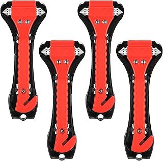 4 Pcs Car Safety Hammer, 2-in-1 Car Emergency Escape Tool Kit, Emergency Car Hammer and Seatbelt Cutter, Car Window Breaker Cutter Hammer, Glass Breaker Life-Saving Hammer with Seat Belt Cutter Tool