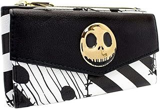 Nightmare Before Christmas Patchwork Metal Jack Badge Purse Clutch Coin Pocket & Card Holder, Black