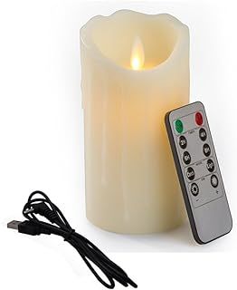 5.9in LED Wickless Candle Tear Wave Shaped Rechargeable and Environmental Flickering Candle with Remote Control