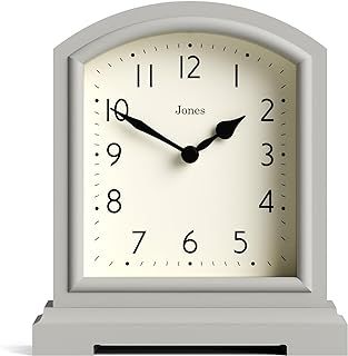 Jones Clocks® Tavern mantel clock | Modern arch top design | Dark green | Contemporary classic style for desk, table, shelf or bedside