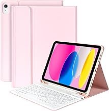 KBCASE for iPad 10th /A16 11th Generation Case with Keyboard Detachable Keyboard Case for iPad 10th 10.9" 2022/A16 11th Generation 11" 2025 with Pencil Holder, Multi-Angle,UK Layout, Pink