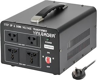 Yinleader 3000W 240V - 120V Step Up & Step Down Voltage Transformer Converter UK to US US to UK Dual 110V-120V & 220V-240V outlets
