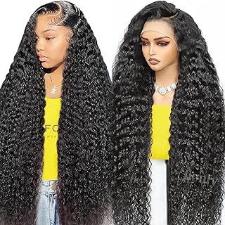 250 Density HD Lace Front Wig Human Hair,24 Inch Water Wave Human Hair Wig For Black Women 13x4 Glueless Curly Wig Pre Plucked With Baby Hair