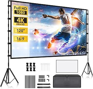 Projector Screen and Stand, blayram Portable Projector Screens, Indoor outdoor 100 inch Projector Screen 16:9 4K HD Movies Projection Screen with Carry Bag for Home Backyard Travel