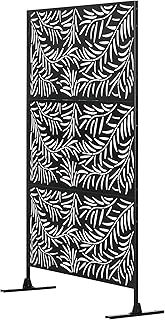 Outsunny Decorative Garden Privacy Screen with Stand, 6.5FT Freestanding Metal Outdoor Divider, Decorative Privacy Panel with Expansion Screws for Garden Pool Hot Tub, Willow Branch Style, Black