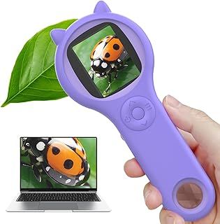 Microscope for Kids-Handheld Digital Pocket Mini Microscope -,Educational Science Toys,Suitable for Birthday for 4 5 6 7 8 9 10 11 12 Boys Girls.（Purple）