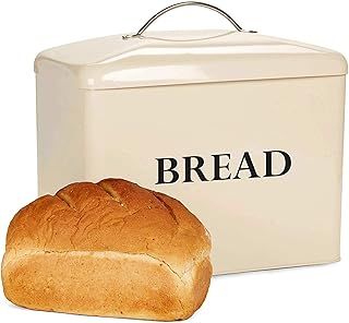 andrew james Retro Bread Bin – Large Bread Box for Kitchen Countertop, Vintage Metal Bread Storage with Lid – Stylish, Durable, and Spacious Bread Keeper to Keep Your Loaves, Buns & Pastries Fresh
