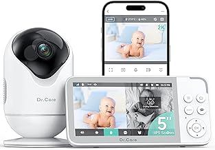 Dr.Care VistaView Smart WiFi Baby Monitor, 5” 1080P HD Screen, 2K Camera with App Control, Cry & Motion Alerts, Night Vision, 5000mAh Battery, Two-Way Talk, Multi-User Access, 390m/1279ft Range