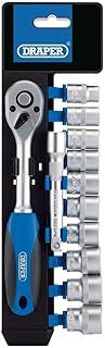 Draper 16371 Square Drive Metric Socket and Ratchet 12 Pieces Set, 3/8" Length , Blue