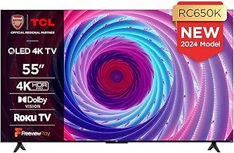 TCL 55RC650K 55-inch QLED Pro Television, 4K Ultra HD, Roku TV (Smart TV with Dolby Vision & Audio, HDR 10+, compatible with Google assistant & Alexa)