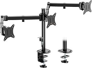 VonHaus Triple Monitor Stand for 17-27" Screens, Three Screen Monitor Mount with Desk Clamp, Height Adjustable, Easy Assemble Stand with Full Tilt, Rotation & Swivel Arms, VESA: 75x75 & 100x100mm