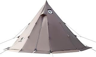 OneTigris Rock Fortress Hot Tent with Stove Jack, 4 Season, 4-6 Person Tipi Tent, Family Tent for Camping Backpacking Hunting Fishing Waterproof Wind-Proof (Coyote Brown)
