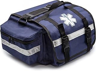 Primacare KB-RO74-R First Responder Bag for Trauma, Professional Multiple Compartment Kit Carrier for Emergency Medical Supplies, Red, 17 x 9 x 7 inches