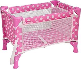 Dolly Tots Travel Dolls Pink Polka Dot Cot | Collapsible Travel Crib Toy for Dolls | Doll Nursery Cot & Accessories | Role Play Doll Pram & Pushchair Toys | Perfect for Kids Ages 3+