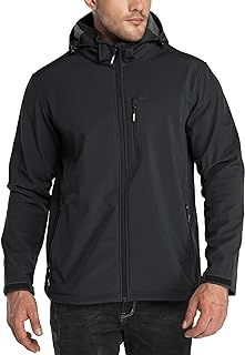 Men's Waterproof Jackets Fleece Lining Softshell Jacket - Multi Pockets Outdoor Windproof Coat With Detachable Hood