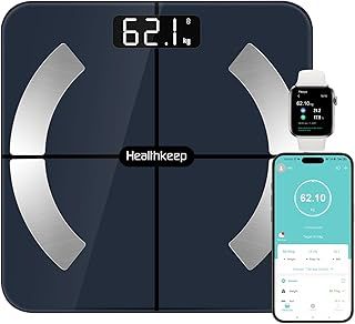 Healthkeep Scales for Body Weight with App 13 Body Composition Metrics, Smart Digital Bathroom Scales Bluetooth Weighing Scale Compatible with iOS Android, Max 400lb/180kg, Blue