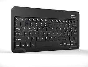 Bluetooth Keyboard, Ultra-Slim Wireless Keyboard with Quiet Key, Rechargeable USB-C with Media Hotkeys, Compatible with iOS, Mac, iPad, Windows, UK Layout, Lightweight and Portable for Travel