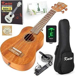 Kmise Soprano Ukulele Starter Kit 21 inch Mahogany Ukelele for Beginners with Gig Bag Tuner Strap String Instruction Booklet