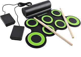 deAO Foldable Electronic Drum Kit Musical Entertainment Play Set with Built-in Speakers, Foot Pedals & Drum Sticks – Great for Kids