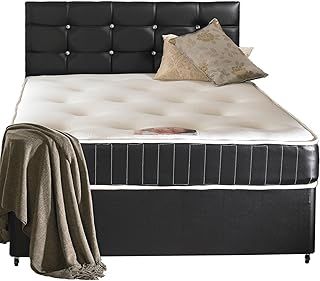 Faux Leather Double Divan Bed Including Luxurious Memory Foam Mattress And Dimonte Headboard (4'6x6'3 Double)