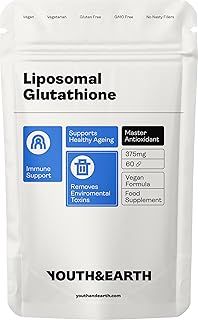 Youth & Earth Liposomal Glutathione Supplement | 375mg L Glutathione Capsules, Detox & Immune Support | 60 Capsules