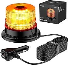 Justech 12/24V Flashing Beacon 40W 40 LED Emergency Warning Strobe Light Amber Strobe Lights 7 Flash Modes Waterproof with Magnetic Base for Truck Vehicle