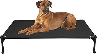 Veehoo Cooling Elevated Dog Bed - Portable Raised Pet Cot with Washable & Breathable Mesh, No-Slip Rubber Feet for Indoor & Outdoor Use, Oversize Package, Large, Black