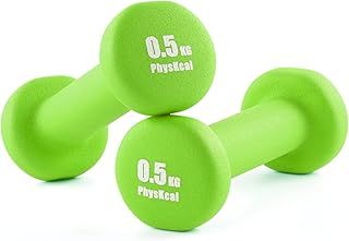 PhysKcal Dumbbells Set of 2 for Home Gym Exercise, Comfy To Hold Soft-touch Grip, Sweat-resistant Neoprene Coating, Pilates Cardio Hand Weights for Toning