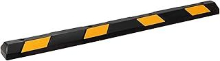 COSTWAY 54cm/182cm Rubber Curb, 1/2 Pack Parking Lot Vehicle Floor Wheel Stopper with Yellow Reflective Strips, Heavy Duty Garage Blocks Parking Target for Car Truck RV Trailer (1 Pack, 182x15x10cm)