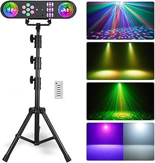 Eyeshot 5-in-1 LED DJ Stand Light System with Kaleidoscope Ball, Par Light, Red Green Pattern, Strobe/UV Effect, Portable T-bar Kit for Disco Party DJ Stage Lighting