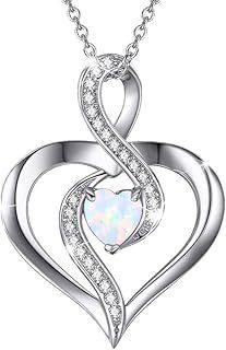 CHENGHONG Rose Gold Necklace for Women Infinity Heart Pendant with Opal Jewellery Gifts for Wife Mother Friends Wife…