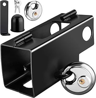 EYPINS Trailer Lock Trailer Hitch Lock with Disc Lock Padlock and Trailer Hitch Ball Cover Caravan Lock Anti-Theft Protection Towing Lock Resistance Pressure 1500 Kg for Caravan Horsebox with 2 Keys