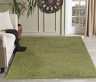 Serdim Rugs Living Room Shaggy Area Rugs, Polypropylene, Green, 80x150cm(2'6"x5'0)
