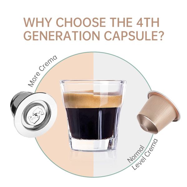 i Cafilas 2 Refillable Stainless Steel Reusable Capsules Compatible for Espresso, Compatible Reusable Espresso Capsules + 1 Teaspoon + 1 Cleaning Brush