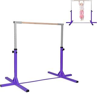 COSTWAY Gymnastics Training Bar, 90-150cm Height Adjustable Horizontal Kip Bars with Non-slip Rubber Pads, Home Gym Sports Equipment for Kids Juniors, 100kg Weight Capacity