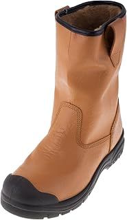 Grafters Mens Tan Leather Safety Steel Toe Rigger Boots