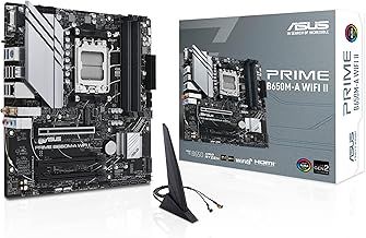 ASUS Prime B650M-A WiFi II AMD AM5 Micro-ATX Motherboard (DDR5, PCIe 5.0 M.2 support, 2.5Gb Ethernet, WiFi 6, DisplayPort, VGA, HDMI, SATA 6 Gbps, USB 3.2 Gen 2 ports, BIOS FlashBack, Arua Sync)