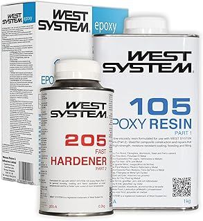 WEST SYSTEM Epoxy Resin and Hardener - 105/205 A Pack - Marine Grade Epoxy for Wood, Metal & Fibreglass, Suitable for Outdoor Use, Furniture & DIY – Ideal for Polyester Surfaces & Gap Filling