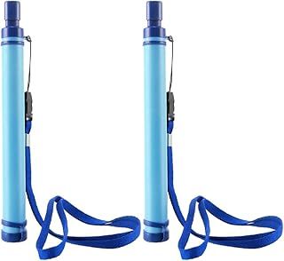Auveach 2 Pack Portable Water Filter Straw Gear Suction Pipe Purifier Camping Hiking Emergency Life Survival Tool